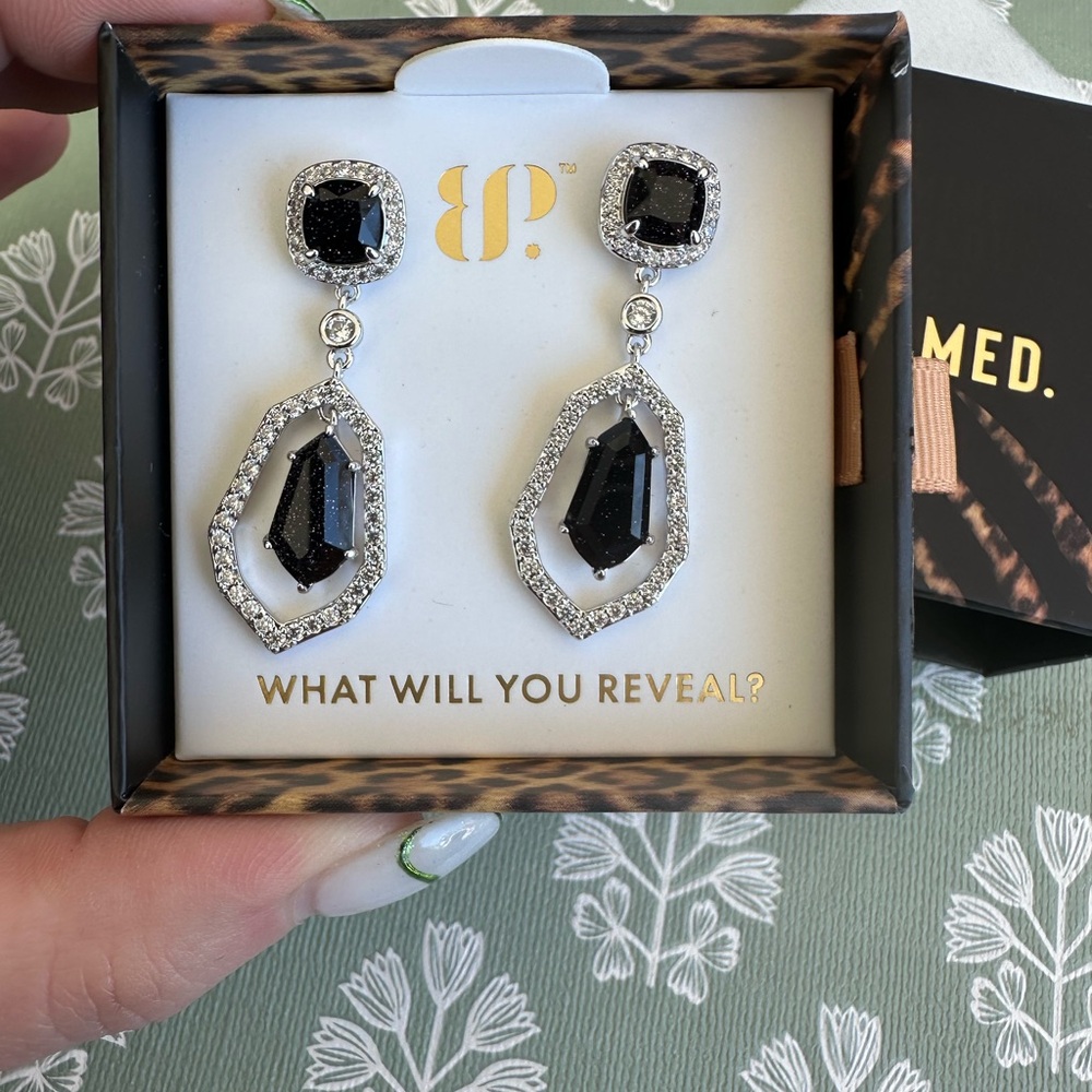 BP Geometric Black and Silver Earrings